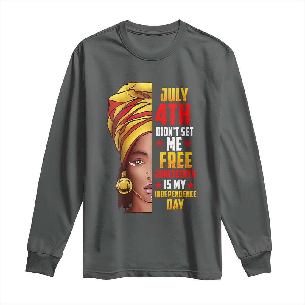 Juneteenth 1866 Long Sleeve Shirt Juneteenth Is My Independence Day for Women TS01 Dark Heather Print Your Wear
