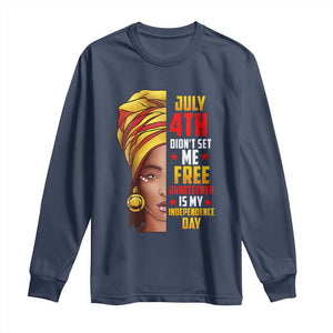 Juneteenth 1866 Long Sleeve Shirt Juneteenth Is My Independence Day for Women TS01 Navy Print Your Wear