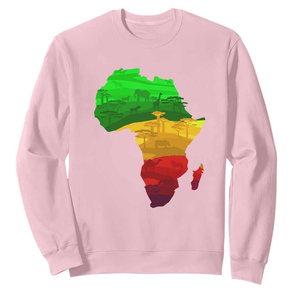 Africa Map Green Yellow Red Proud African Pride Juneteenth Sweatshirt TS01 Light Pink Printyourwear