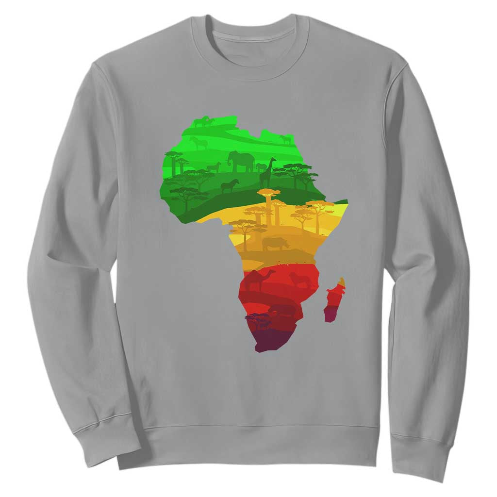 Africa Map Green Yellow Red Proud African Pride Juneteenth Sweatshirt TS01 Sport Gray Printyourwear
