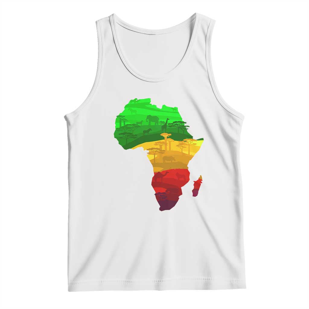 Africa Map Tank Top Green Yellow Red African Pride TS01 White Print Your Wear