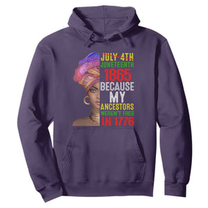 Black Queen Hoodie Juneteenth 1865 Because My Ancestors Weren't Free in 1776 TS01 Purple Printyourwear