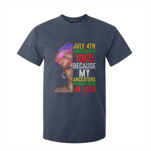 Black Queen Juneteenth 1865 T Shirt For Kid Because My Ancestors Weren't Free in 1776 TS01 Navy Print Your Wear