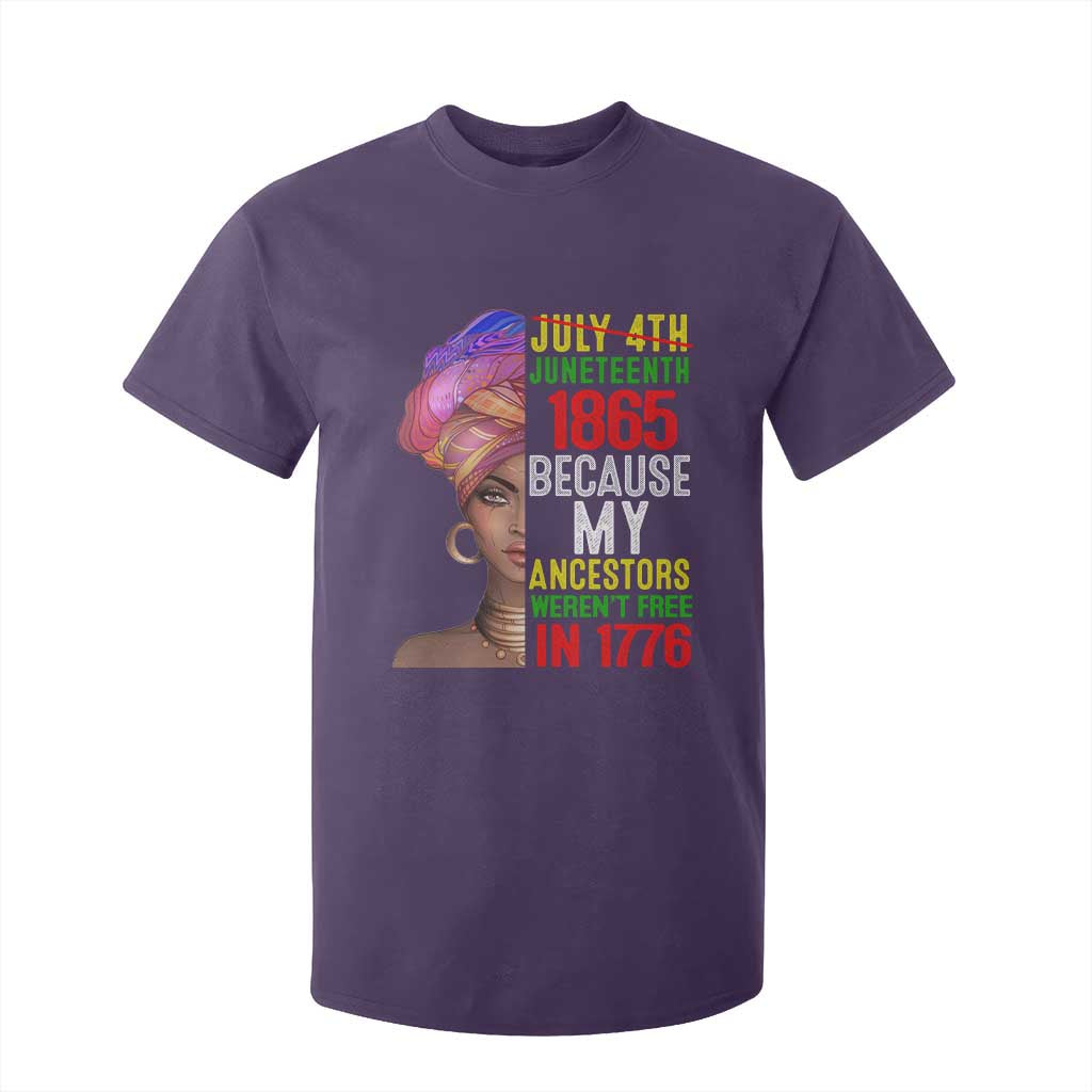 Black Queen Juneteenth 1865 T Shirt For Kid Because My Ancestors Weren't Free in 1776 TS01 Purple Print Your Wear