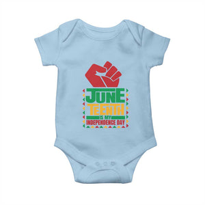 Juneteenth Is My Independence Day Baby Onesie Raised Fist TS01 Light Blue Print Your Wear