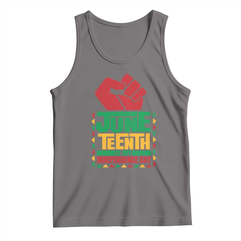 Juneteenth Is My Independence Day Tank Top Raised Fist TS01 Deep Heather Print Your Wear