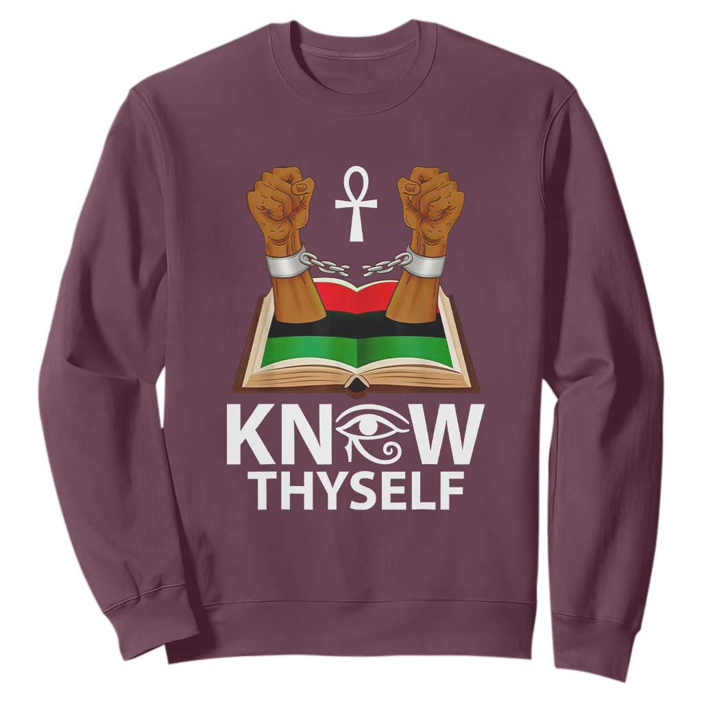 African American History Sweatshirt Know Thyself TS01 Maroon Printyourwear