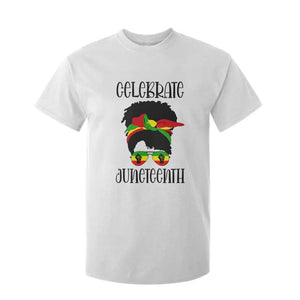 Black Women T Shirt For Kid Celebrate Juneteenth Messy Bun TS01 White Print Your Wear