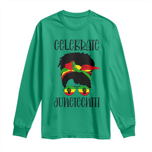 Black Women Long Sleeve Shirt Celebrate Juneteenth Messy Bun TS01 Irish Green Print Your Wear