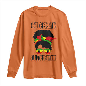 Black Women Long Sleeve Shirt Celebrate Juneteenth Messy Bun TS01 Orange Print Your Wear