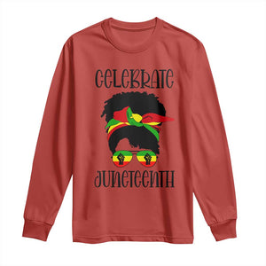 Black Women Long Sleeve Shirt Celebrate Juneteenth Messy Bun TS01 Red Print Your Wear