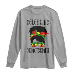 Black Women Long Sleeve Shirt Celebrate Juneteenth Messy Bun TS01 Sport Gray Print Your Wear