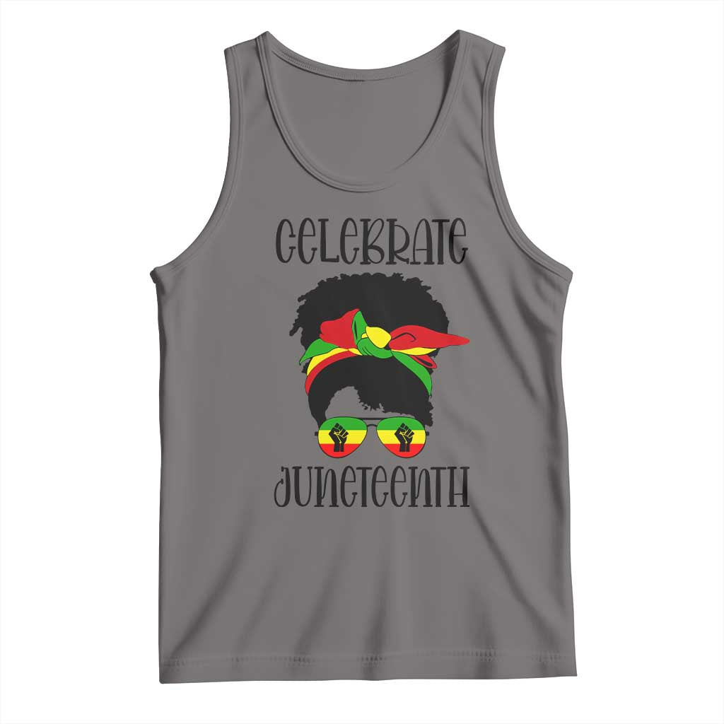 Black Women Tank Top Celebrate Juneteenth Messy Bun TS01 Deep Heather Print Your Wear