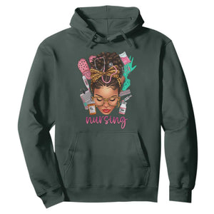 African American Nurse Hoodie Black History Month with Afro Hair TS01 Dark Forest Green Printyourwear