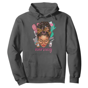 African American Nurse Hoodie Black History Month with Afro Hair TS01 Dark Heather Printyourwear