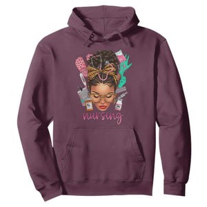 African American Nurse Hoodie Black History Month with Afro Hair TS01 Maroon Printyourwear