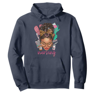 African American Nurse Hoodie Black History Month with Afro Hair TS01 Navy Printyourwear