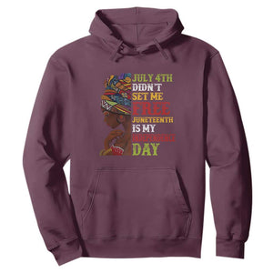 Afro Woman Hoodie Juneteenth is My Independence Day Not July 4th TS01 Maroon Printyourwear