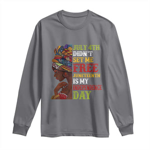 Afro Woman Long Sleeve Shirt Juneteenth is My Independence Day Not July 4th TS01 Charcoal Print Your Wear