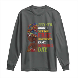 Afro Woman Long Sleeve Shirt Juneteenth is My Independence Day Not July 4th TS01 Dark Heather Print Your Wear