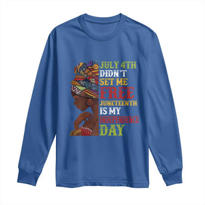 Afro Woman Long Sleeve Shirt Juneteenth is My Independence Day Not July 4th TS01 Royal Blue Print Your Wear