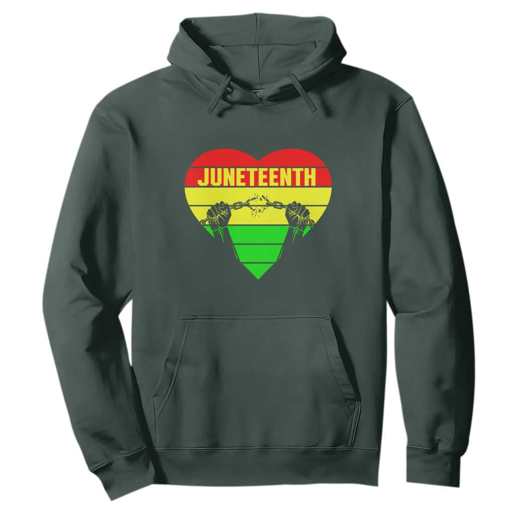 BHM Hoodie Juneteenth Breaking Every Chain TS01 Dark Forest Green Printyourwear