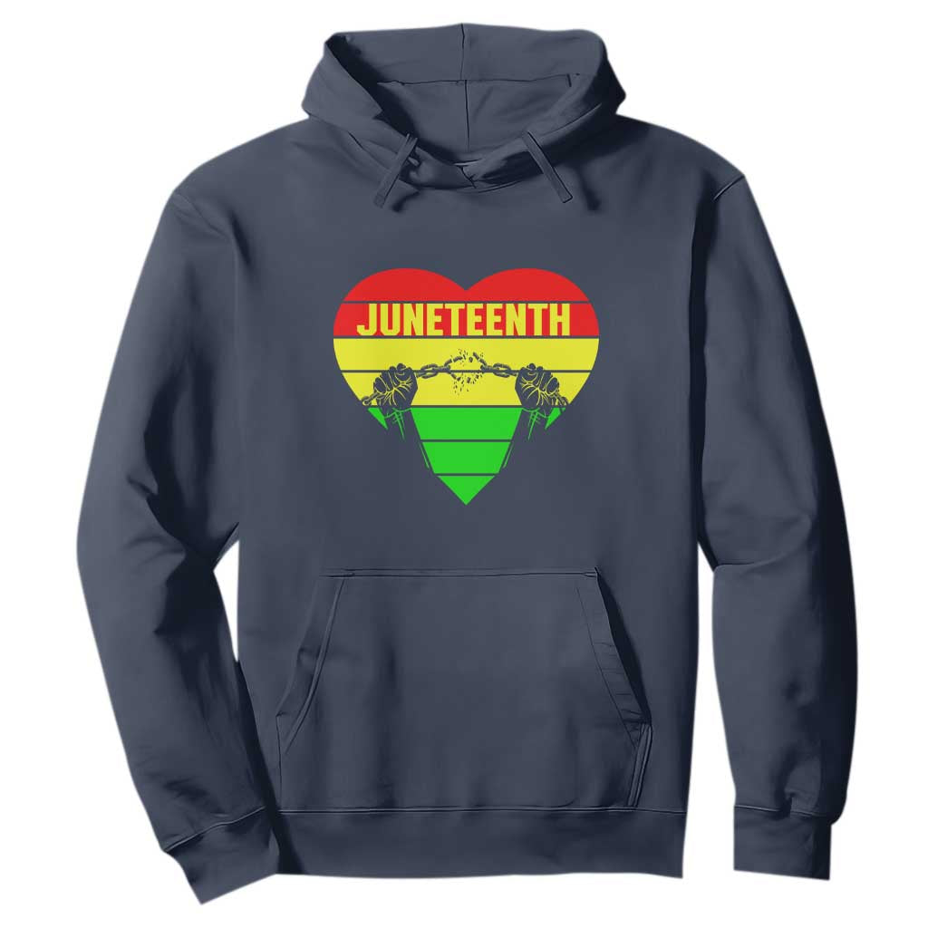 BHM Hoodie Juneteenth Breaking Every Chain TS01 Navy Printyourwear