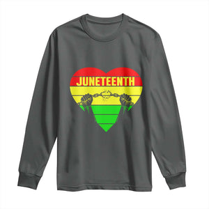 Juneteenth Long Sleeve Shirt Breaking Every Chain BHM Heart TS01 Dark Heather Print Your Wear