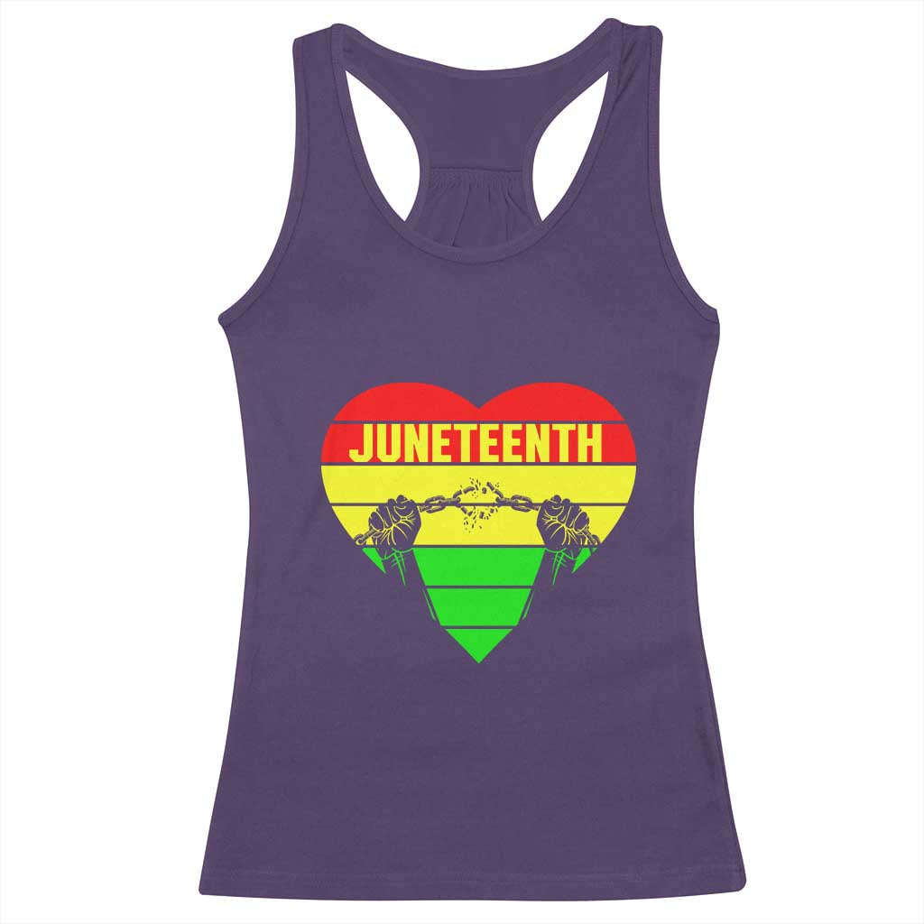 Juneteenth Racerback Tank Top Breaking Every Chain BHM Heart TS01 Purple Print Your Wear
