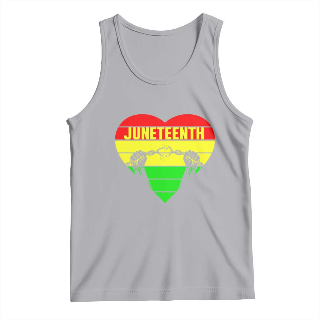 Juneteenth Tank Top Breaking Every Chain BHM Heart TS01 Athletic Heather Print Your Wear