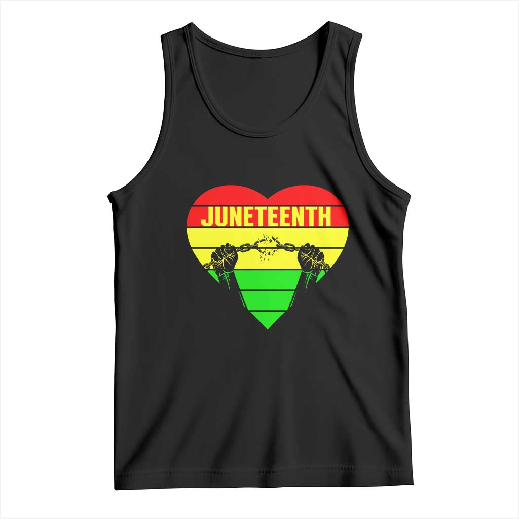 Juneteenth Tank Top Breaking Every Chain BHM Heart TS01 Black Print Your Wear
