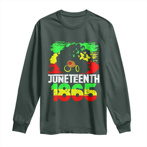 Afro Woman Long Sleeve Shirt Juneteenth 1865 African Black Pride TS01 Dark Forest Green Print Your Wear