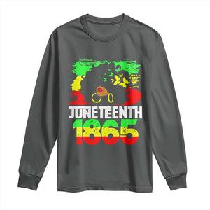 Afro Woman Long Sleeve Shirt Juneteenth 1865 African Black Pride TS01 Dark Heather Print Your Wear