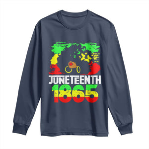 Afro Woman Long Sleeve Shirt Juneteenth 1865 African Black Pride TS01 Navy Print Your Wear