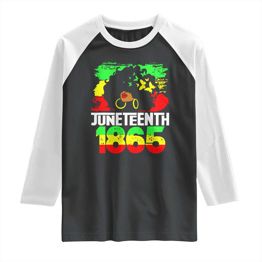 Afro Woman Raglan Shirt Juneteenth 1865 African Black Pride TS01 Black White Print Your Wear