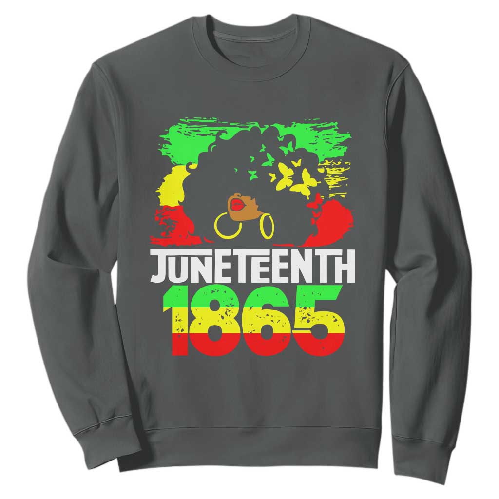 Afro Woman Sweatshirt Juneteenth 1865 Black Pride TS01 Dark Heather Printyourwear