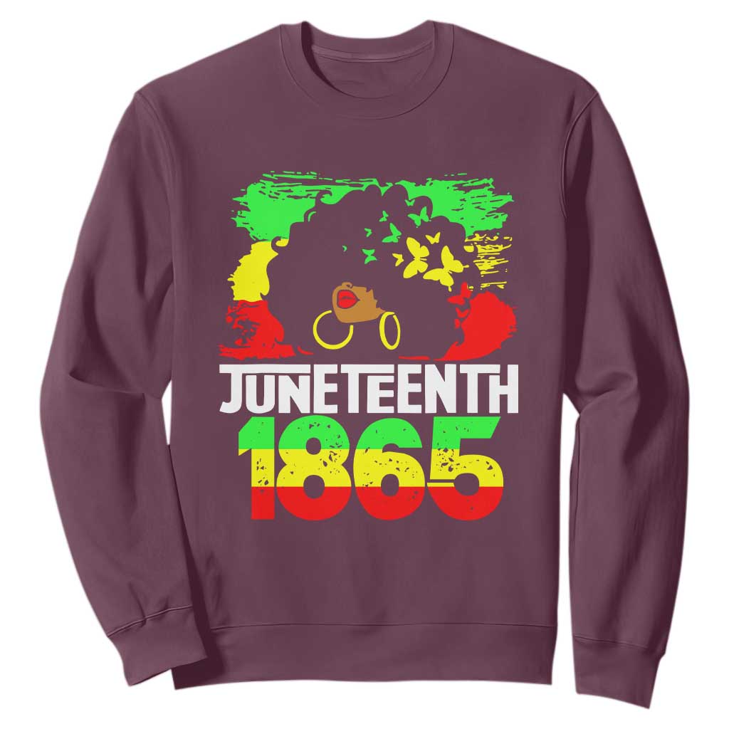 Afro Woman Sweatshirt Juneteenth 1865 Black Pride TS01 Maroon Printyourwear