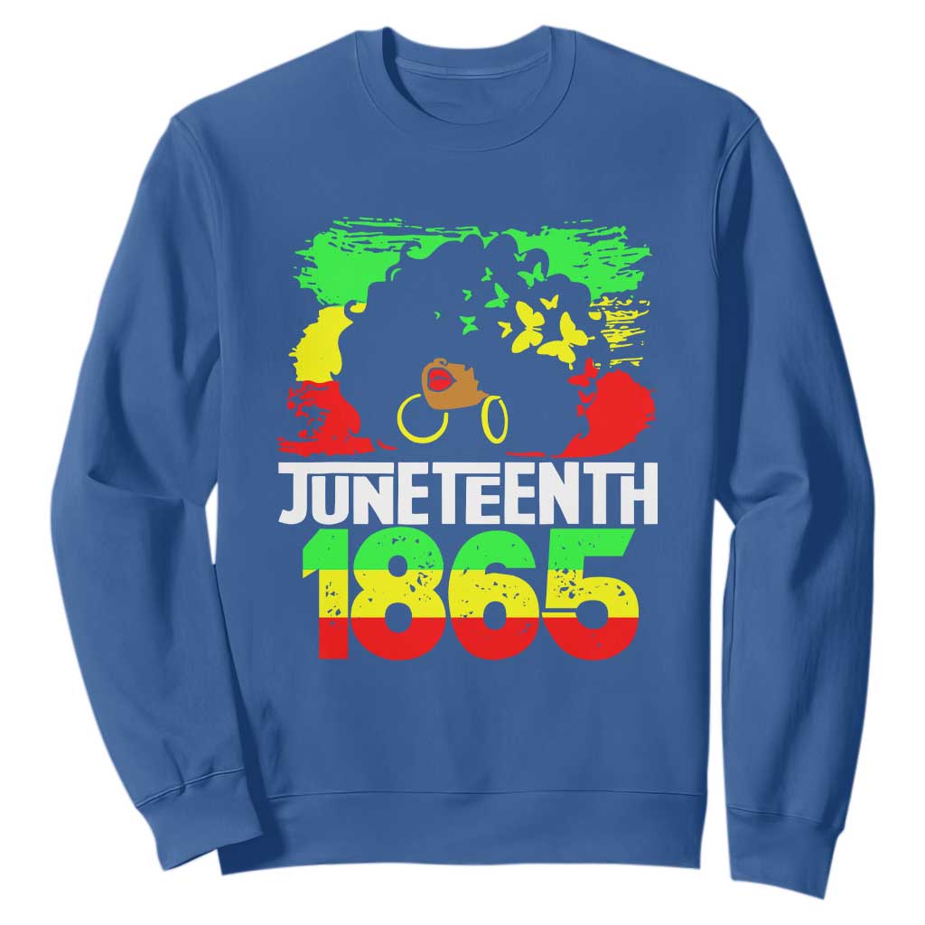 Afro Woman Sweatshirt Juneteenth 1865 Black Pride TS01 Royal Blue Printyourwear
