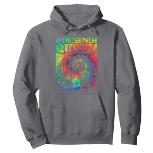 Juneteenth Afro Queen Hoodie Melanin Black Girl Magic Women Tie Dye TS01 Charcoal Printyourwear