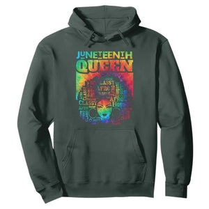 Juneteenth Afro Queen Hoodie Melanin Black Girl Magic Women Tie Dye TS01 Dark Forest Green Printyourwear