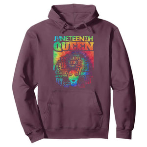 Juneteenth Afro Queen Hoodie Melanin Black Girl Magic Women Tie Dye TS01 Maroon Printyourwear