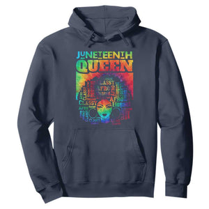 Juneteenth Afro Queen Hoodie Melanin Black Girl Magic Women Tie Dye TS01 Navy Printyourwear