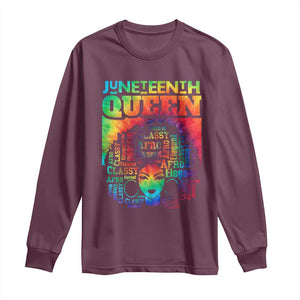 Juneteenth Afro Queen Long Sleeve Shirt Melanin Black Women Magic Tie Dye TS01 Maroon Print Your Wear