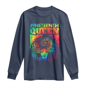 Juneteenth Afro Queen Long Sleeve Shirt Melanin Black Women Magic Tie Dye TS01 Navy Print Your Wear