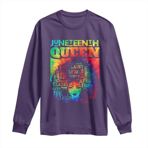 Juneteenth Afro Queen Long Sleeve Shirt Melanin Black Women Magic Tie Dye TS01 Purple Print Your Wear