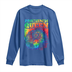 Juneteenth Afro Queen Long Sleeve Shirt Melanin Black Women Magic Tie Dye TS01 Royal Blue Print Your Wear