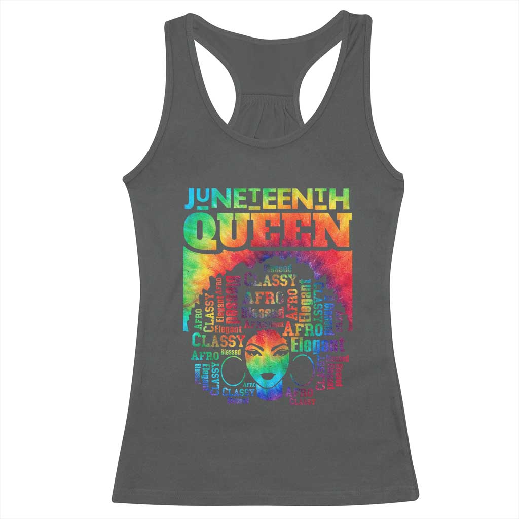 Juneteenth Afro Queen Racerback Tank Top Melanin Black Women Magic Tie Dye TS01 Dark Heather Print Your Wear
