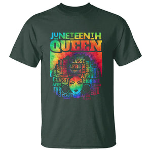 Juneteenth Afro Queen T Shirt Melanin Black Girl Magic Women Tie Dye TS01 Dark Forest Green Printyourwear