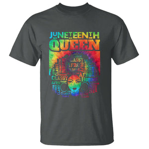 Juneteenth Afro Queen T Shirt Melanin Black Girl Magic Women Tie Dye TS01 Dark Heather Printyourwear