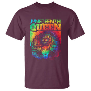 Juneteenth Afro Queen T Shirt Melanin Black Girl Magic Women Tie Dye TS01 Maroon Printyourwear